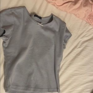 brandy melville baby blue top with bow